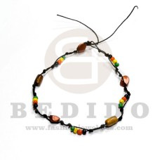 rasta reggae macrame glass beads wood beads in black cord