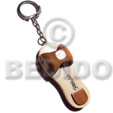 65mmx28mm polished wooden beach sandals keychain