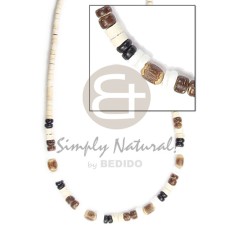 2 3mm coco Pokalet heishe with white clam