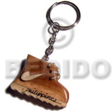 25mmx40mm polished wooden rubber shoes keychain