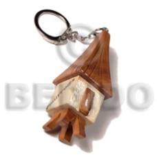 65mmx23mm polished wooden hut keychain with