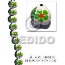 kukui seed  white with flower design