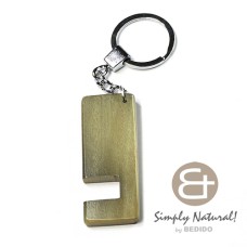natural wood stained in green with semi gloss top coat phone stand in chrome keychain 64mm x 24mm x 