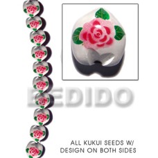 kukui seed  white with flower design