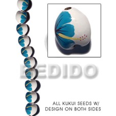 kukui seed  white with flower design