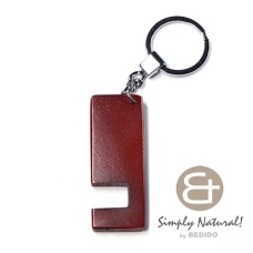 natural wood stained in maroon with semi gloss top coat phone stand in chrome keychain 64mm x 24mm x