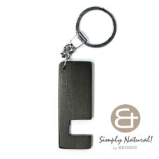 natural wood stained in black with semi gloss top coat phone stand in chrome keychain 64mm x 24mm x 