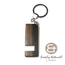 kamagong (ebony) hard wood phone stand in chrome keychain 64mm x 24mm x 5mm