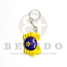 50mm x 33mm wood crab blue / yellow keychain