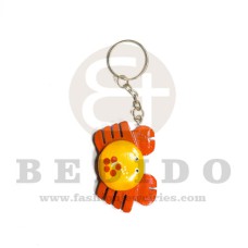 50mm x 33mm wood crab red / orange keychain