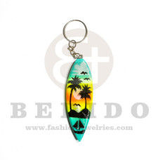 80mm x 27mm x 7mm surfboard wood hand painted keychain