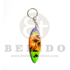 80mm x 27mm x 7mm surfboard wood hand painted keychain