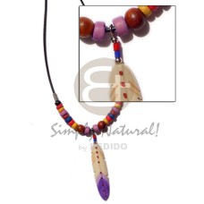 wax cord with coco pukalet yellowithblue brown lavender painted