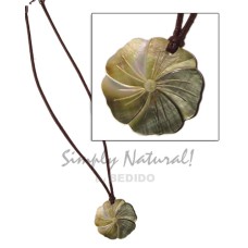 40mm blacklip flower pendant on wax cord