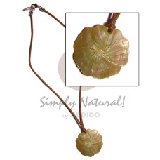 40mm brownlip flower pendant on wax cord
