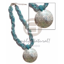 12 rows aqua blue twisted glass beads