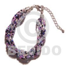 12 rows lavender blue green twisted glass beads
