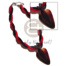 12 rows red black twisted glass beads