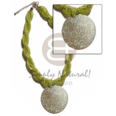 12 rows lime green twisted glass beads