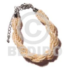 12 rows creme twisted glass beads
