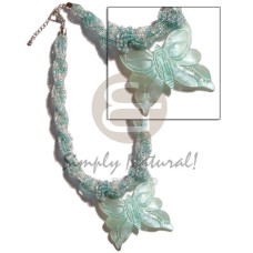 12 rows aqua blue twisted glass beads