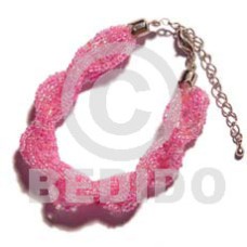 12 rows pink twisted glass beads