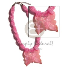 12 rows pink twisted glass beads with
