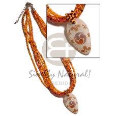 6 rows orange multi layered glass beads