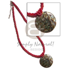 3 rows twisted fuschia glass beads with
