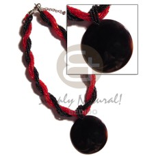 12 rows red black twisted glass beads