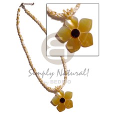 3 rows twisted white yellow gold glass beads