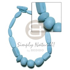 natural wood beads dyed in aqua blue