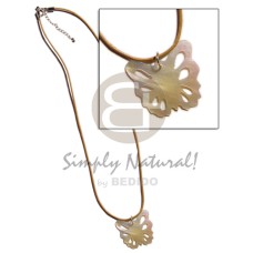 35mm carved mother of pearl shell (MOP) butterfly in wax cord
