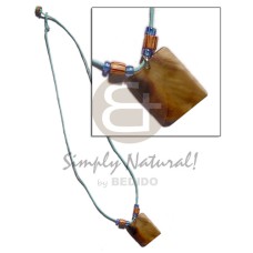 30mm rectangular brownlip with wood beads in