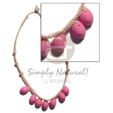 7 pc. pink sigay macrame with beads