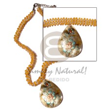 clear and orange glass beads flat choker