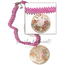 clear and pink glass beads flat choker