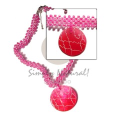 fuschia pink glass beads flat choker with