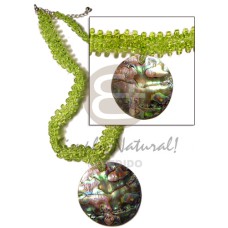 lime green glass beads flat choker with