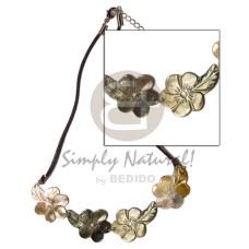 4 blacklip flowers in wax cord