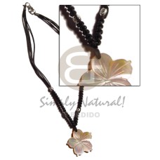 40mm grooved mother of pearl shell (MOP) flower in black macrame
