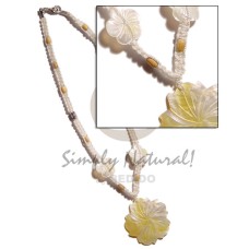 40mm grooved mother of pearl shell (MOP) flower with two 25mm