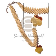 35mm mother of pearl shell (MOP) flower with skin on beige