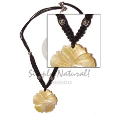 40mm grooved mother of pearl shell (MOP) flower in black macrame