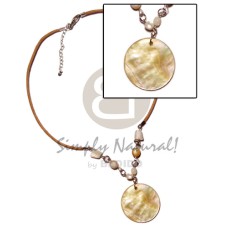40mm round mother of pearl shell (MOP) pendant with troca beads