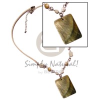 40mm rectangular blacklip pendant with troca beads
