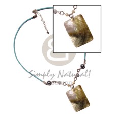 40mm rectangular blacklip pendant with pearl beads