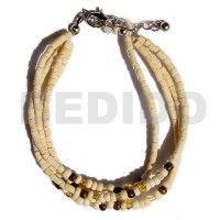3 rows 2 3 coco heishe bleached with glass beads