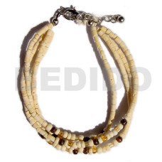 3 rows 2 3 coco heishe bleached with glass beads