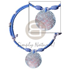 aqua blue 2 3mm coco heishe wire choker